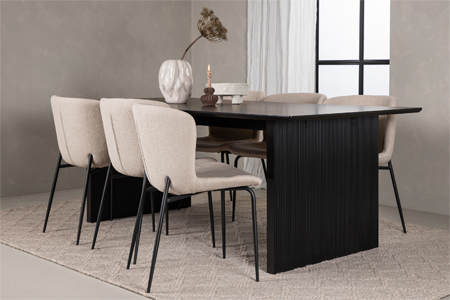 lot de 2 chaises en tissu bouclé et table de repas
